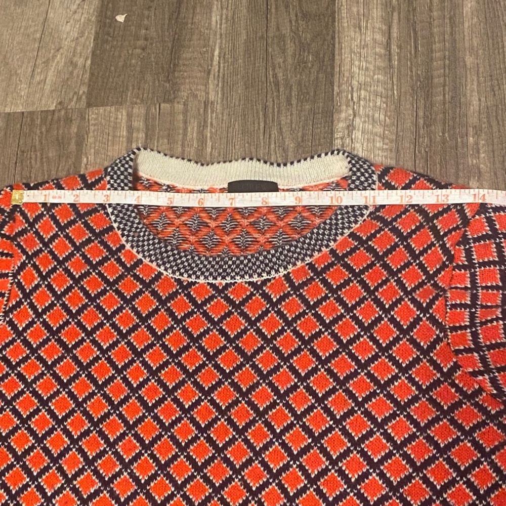 J. Crew Red and navy Geometric Crew Neck Sweater - Picture 10 of 10